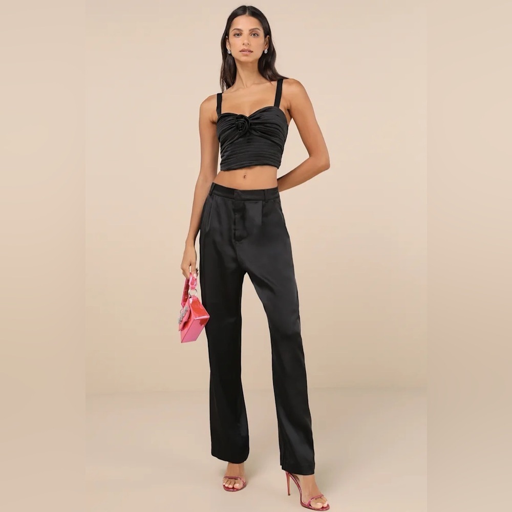 Lulus Flawless Behavior Black High-Rise Straight Leg Pants - Picture 4 of 9